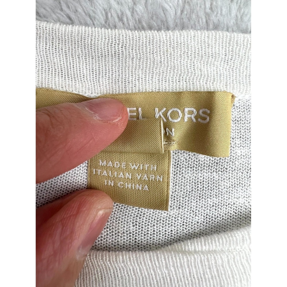 Michael Kors Collection Shirt Womens Medium White Viscose Knit Everyday Wear - Picture 4 of 10